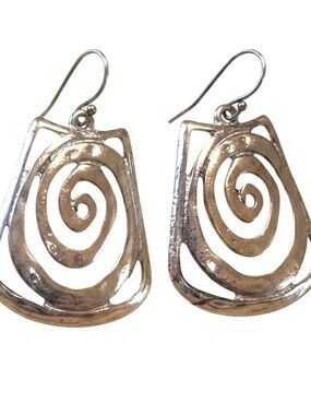 Vintage Silver Swirl Design Earrings